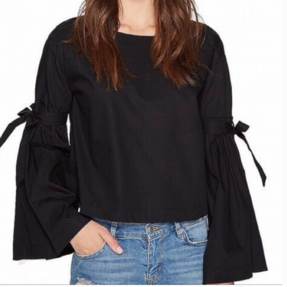 Free People black top, ruffled sleeve, open back!